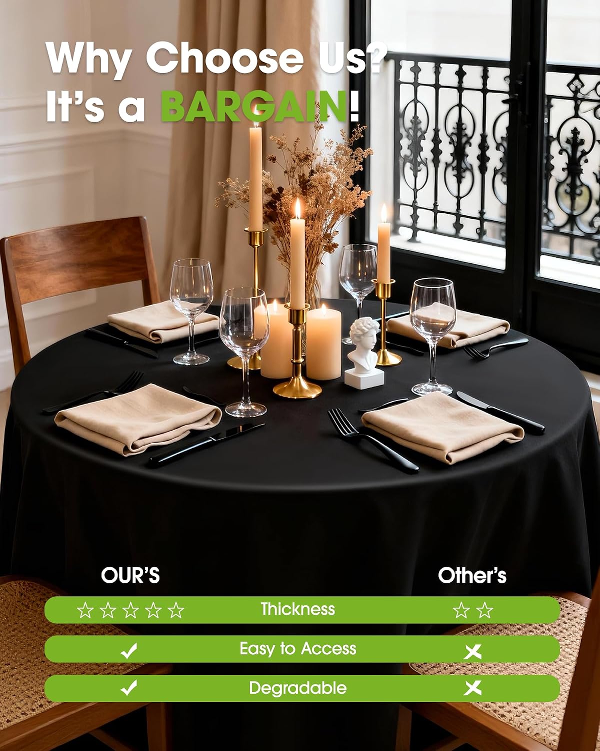 Detalle de Pureegg Disposable Plastic Tablecloth 8-Pack