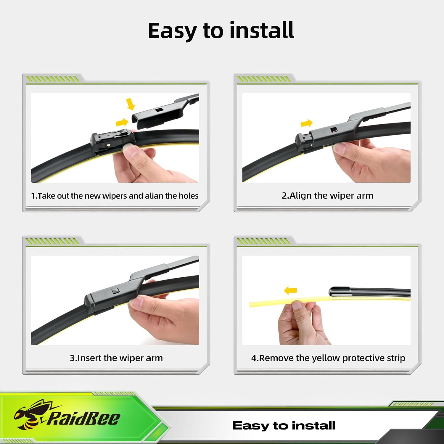 Detalle de Raidbee Silicone Windshield Wiper Blades for Tesla Model 3 / Model Y (26" & 19")