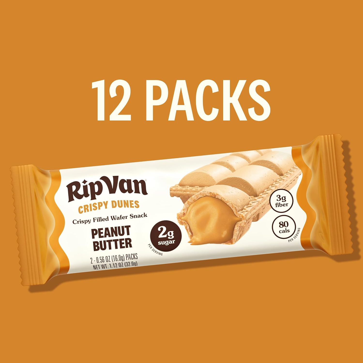 Thumbnail 5 de Crispy Dunes Peanut Butter Wafer Sticks, 80 Calories, 4g Prebiotic Fiber, 12-Pack