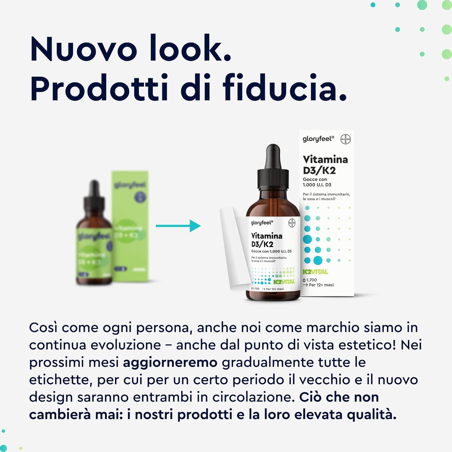 Detalle de Vitamina D3 + K2 in Gocce Gloryfeel 50 ml: alta assunzione giornaliera in olio MCT