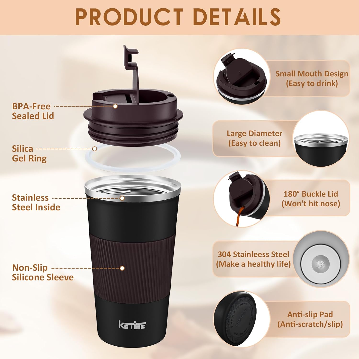 Detalle de KETIEE Travel Mug, 12 oz