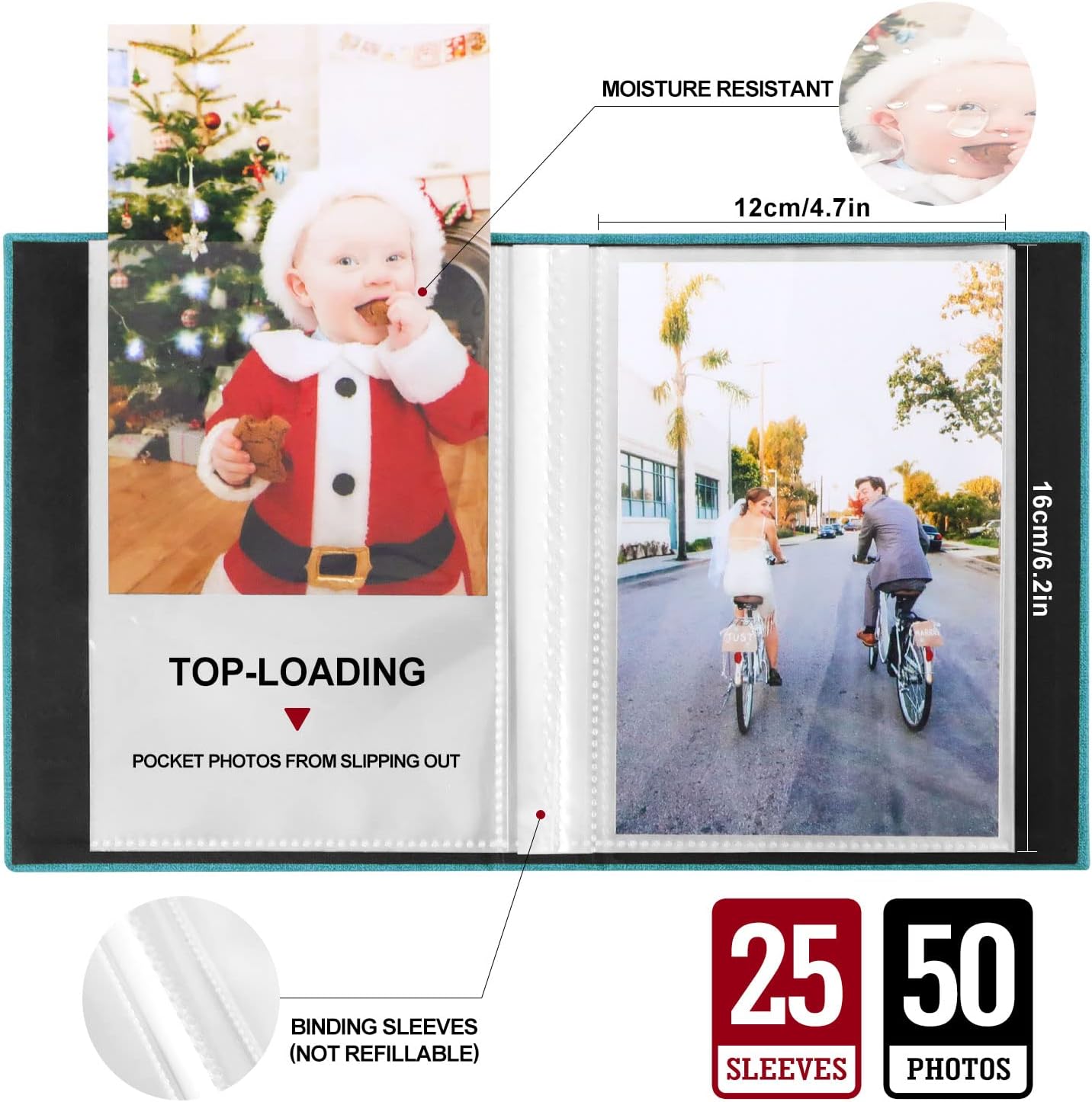 Detalle de Small 6x4 Photo Album (2 Packs) with Linen Cover, Portrait 10x15cm Slip-In Pockets