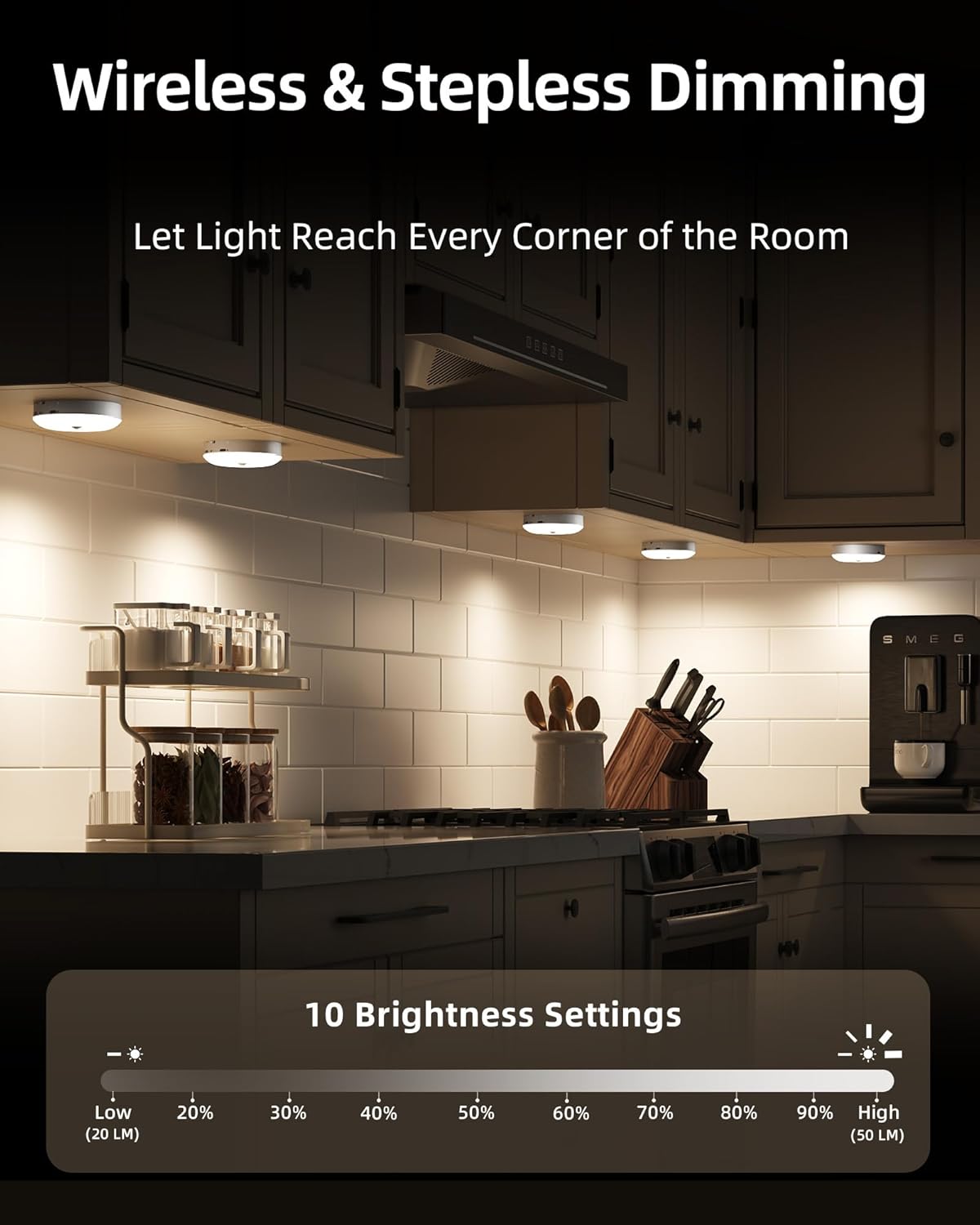Detalle 1 de EZVALO Under Cabinet Lighting, 1000mAh, 6-Pack ⚡