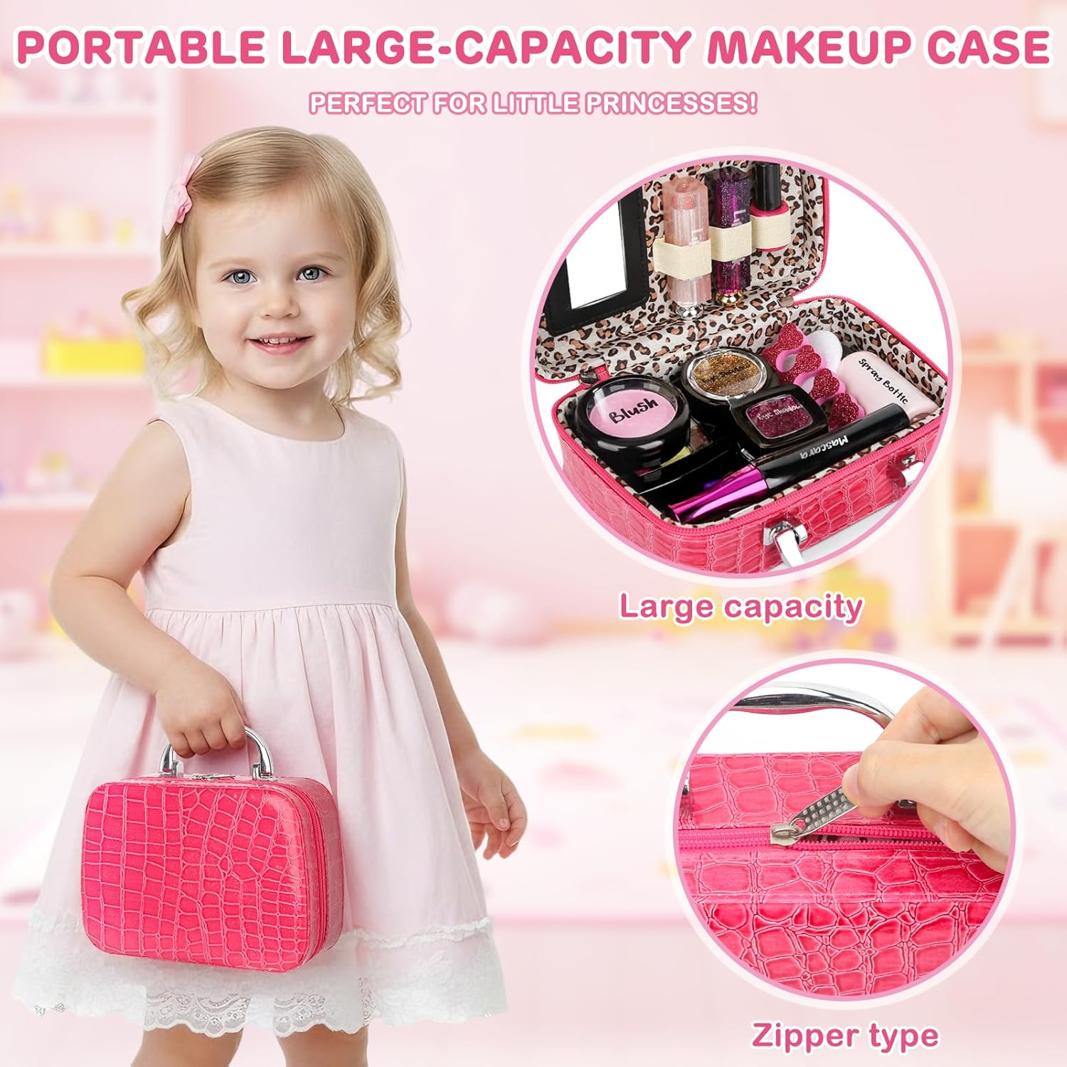 Detalle 2 de Dreamon Kids Makeup Set for Girls (Ages 5–12) – Washable, Non-Toxic Pretend Play Princess Kit