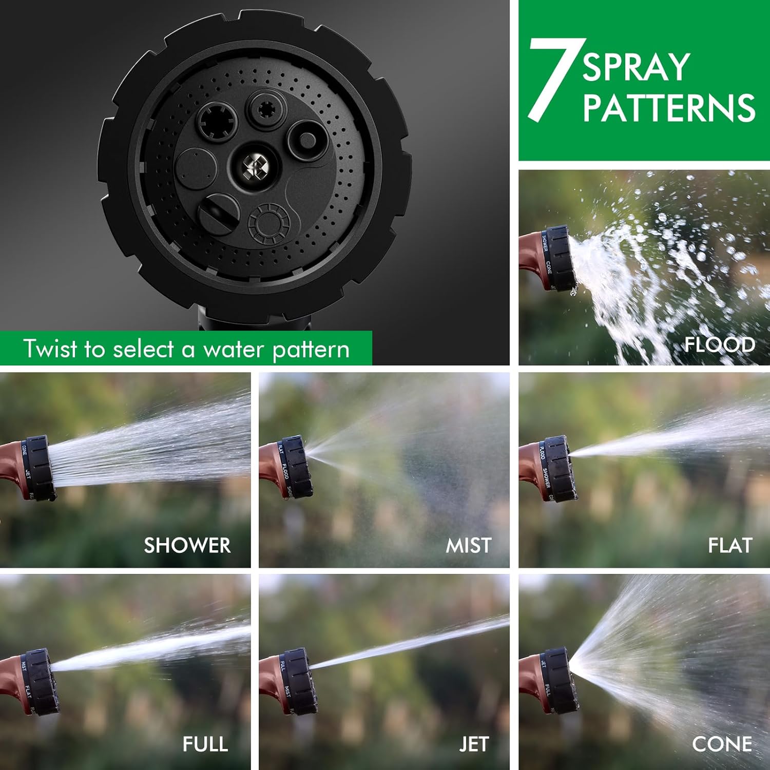 Thumbnail 3 de RESTMO Garden Hose Pipe Spray Gun: Heavy-Duty 7-Pattern Nozzle in Brown