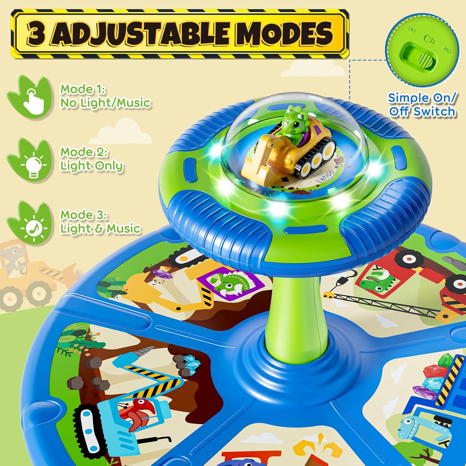 Thumbnail 2 de Lehoo Castle Dino Construction Truck 360° spinning seat for toddlers