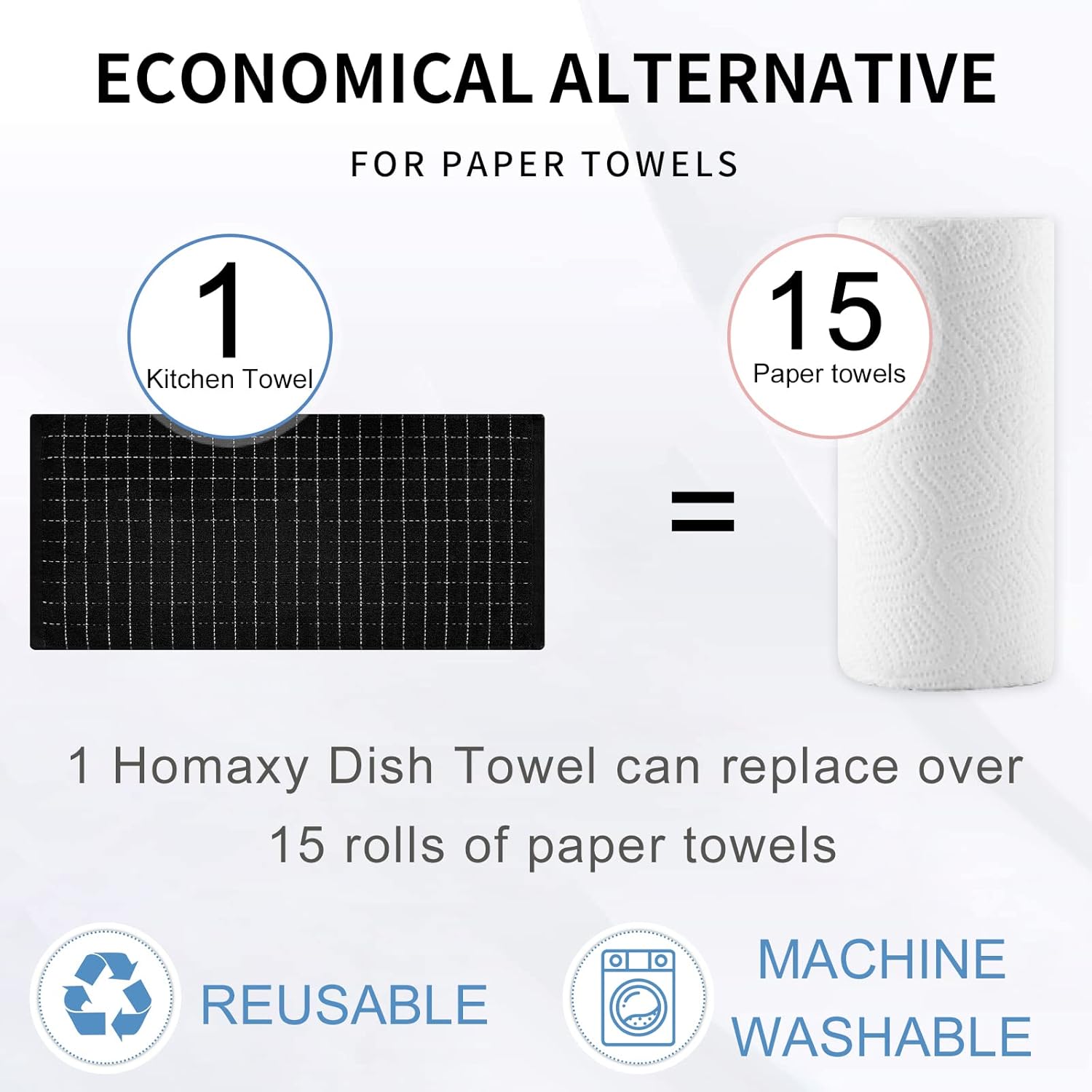 Thumbnail 6 de Homaxy 13 x 28 Cotton Terry Kitchen Towels, 4-Pack