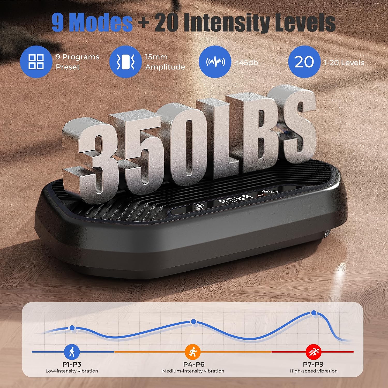 Detalle de Kalietel S1 Vibration Plate with 20 Levels, 9 Programs and Bluetooth