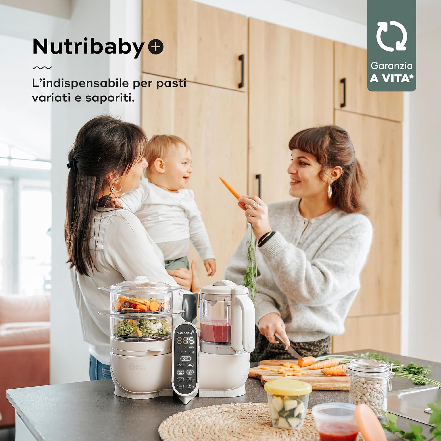 Thumbnail 1 de Babymoov Nutribaby(+) Cuocipappa 6 in 1 – cuocivapore, frullatore e batch cooking, Beige minerale
