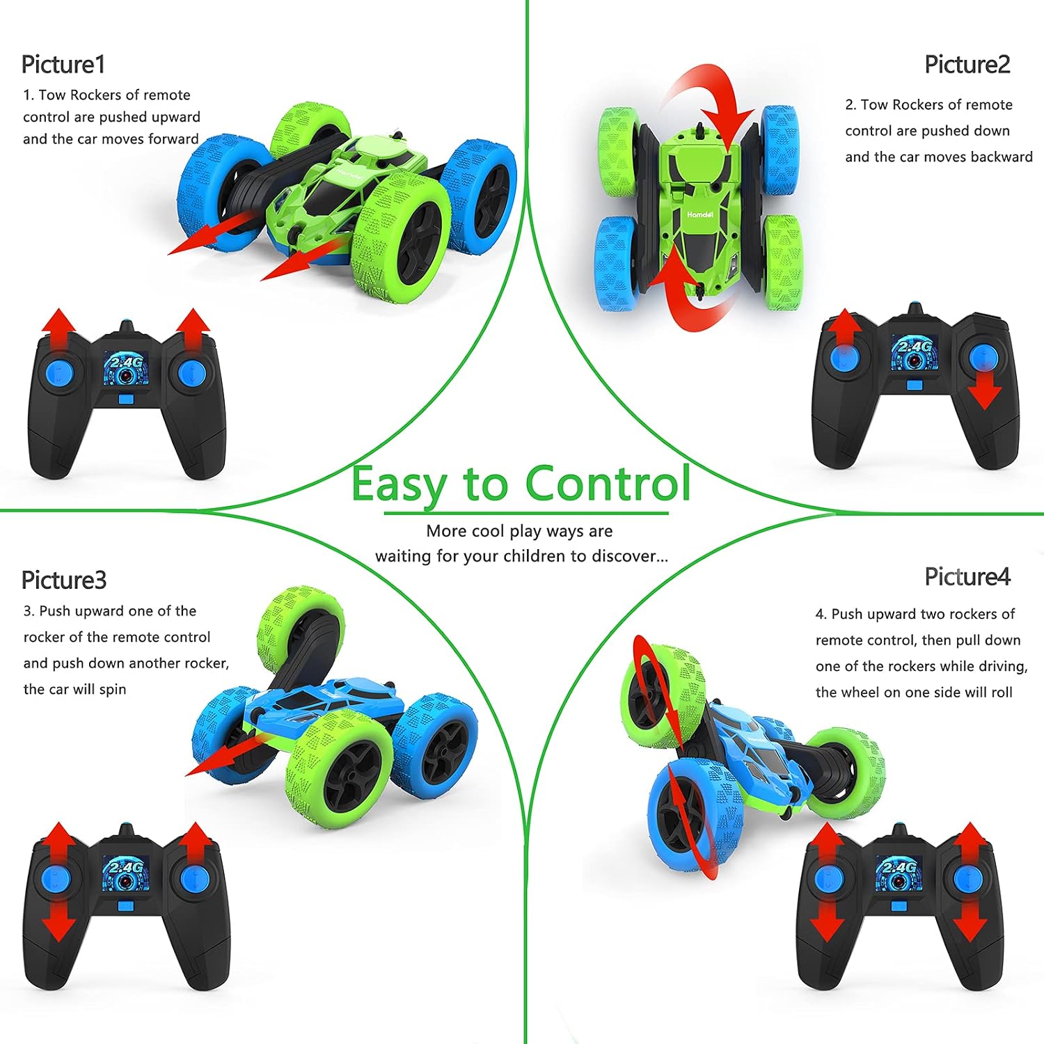 Thumbnail 3 de Hamdol Remote Control Car 4WD RC toy with 360° spins