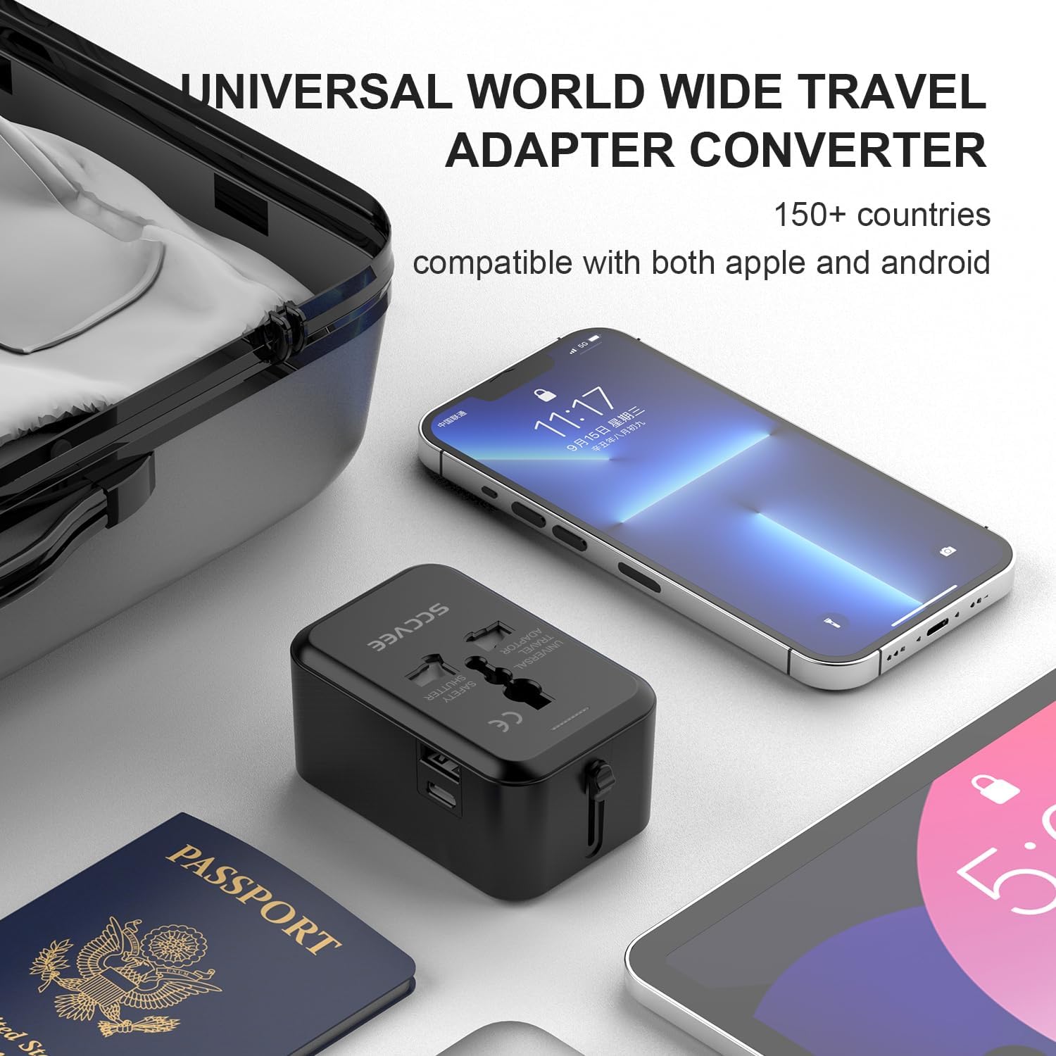 Detalle de Universal Reiseadapter mit USB‑C und USB‑A 🌍🔌
