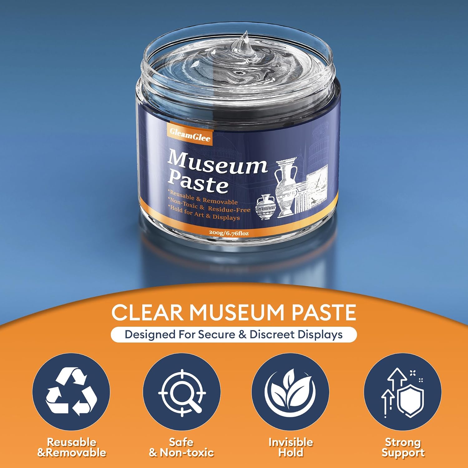 Detalle 2 de Exhibits Fixing Gel for Museum 200g – Removable & Reusable Museum Putty