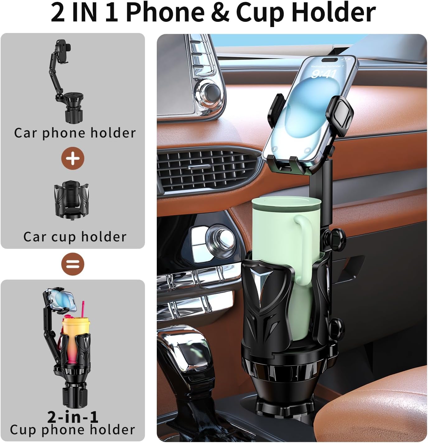 Thumbnail 1 de Adjustable Car Cup Holder Expander 2.54–5.31in