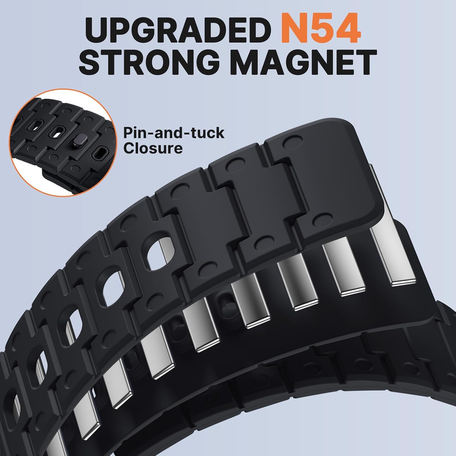 Detalle de Bandletic 22mm Magnetic Silicone Watch Strap: multifunctional comfort for Garmin, Samsung and more