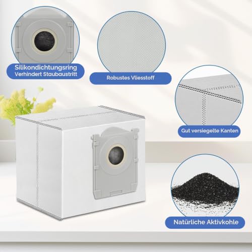 Detalle de VIEWALL T90 Staubbeutel für ECOVACS DEEBOT X11 PRO Omni / T90 Pro Omni / T90 Omni / X12 Pro Omni – 10 Stück, 3L