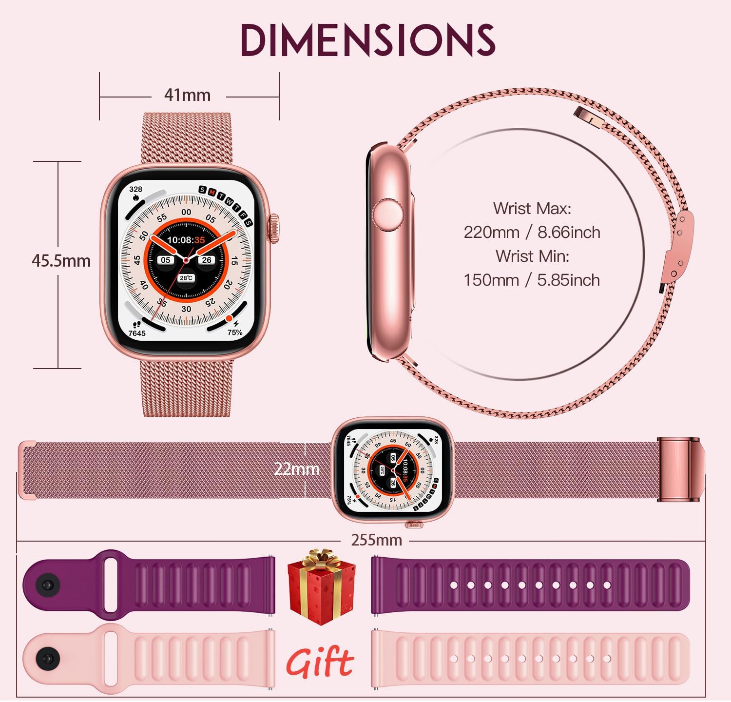 Thumbnail 6 de Smartwatch Donna con Chiamate Bluetooth e Quadrante Dinamico da 1,83" – stile, salute e connettività