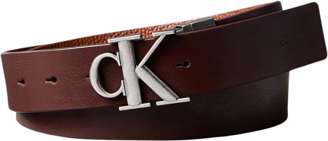 Detalle de Calvin Klein Men's Ck Buckle Tumbled 35mm Adj/Rev Belt – Pack of 1