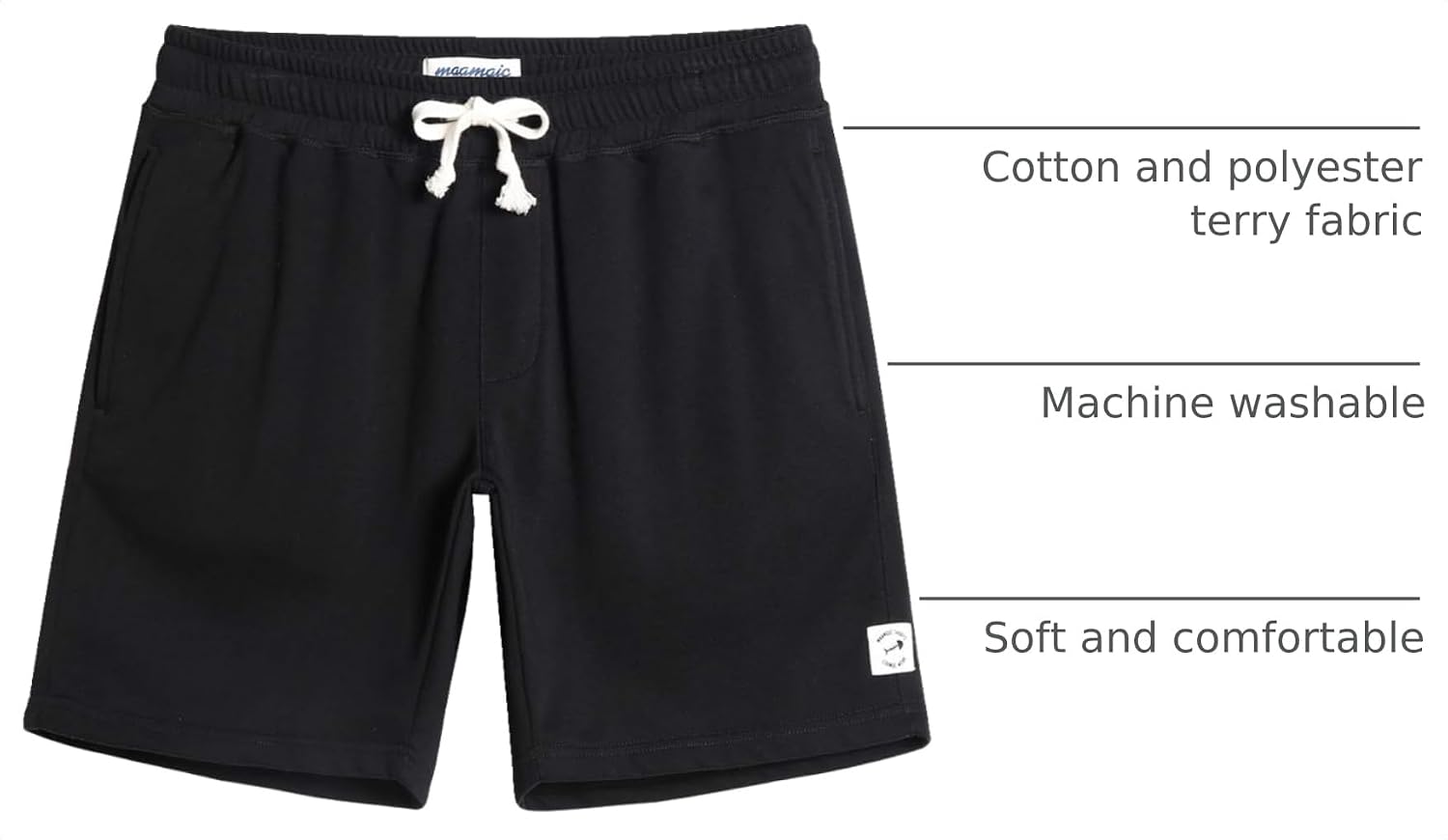 Detalle 2 de maamgic Men’s Athletic Gym Shorts (5/7") with Elastic Waist, Drawstring & Zip Pockets