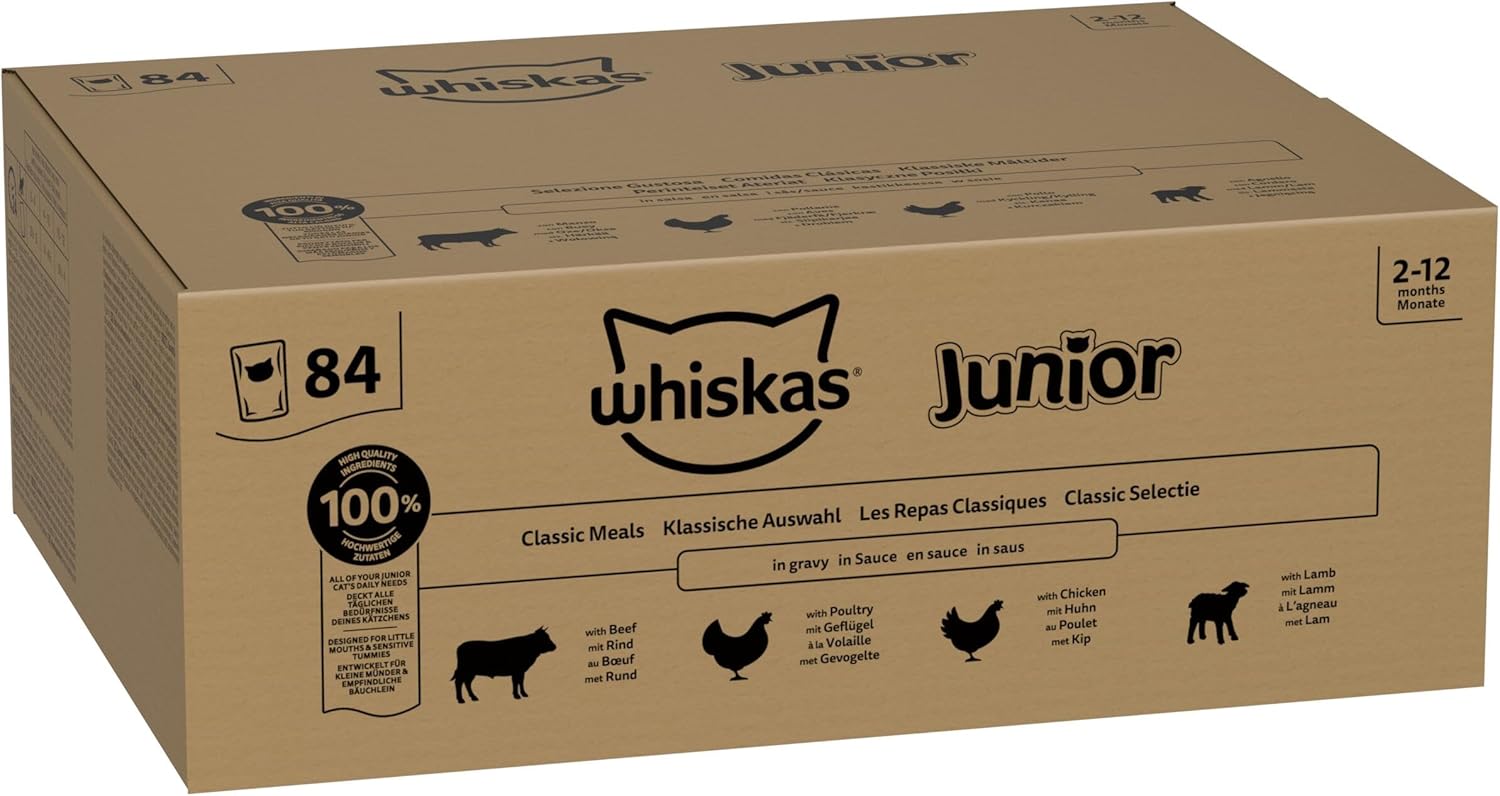 Detalle de Whiskas Junior Cibo Umido per Gattini in Salsa Selezione Gustosa – 84x85 g