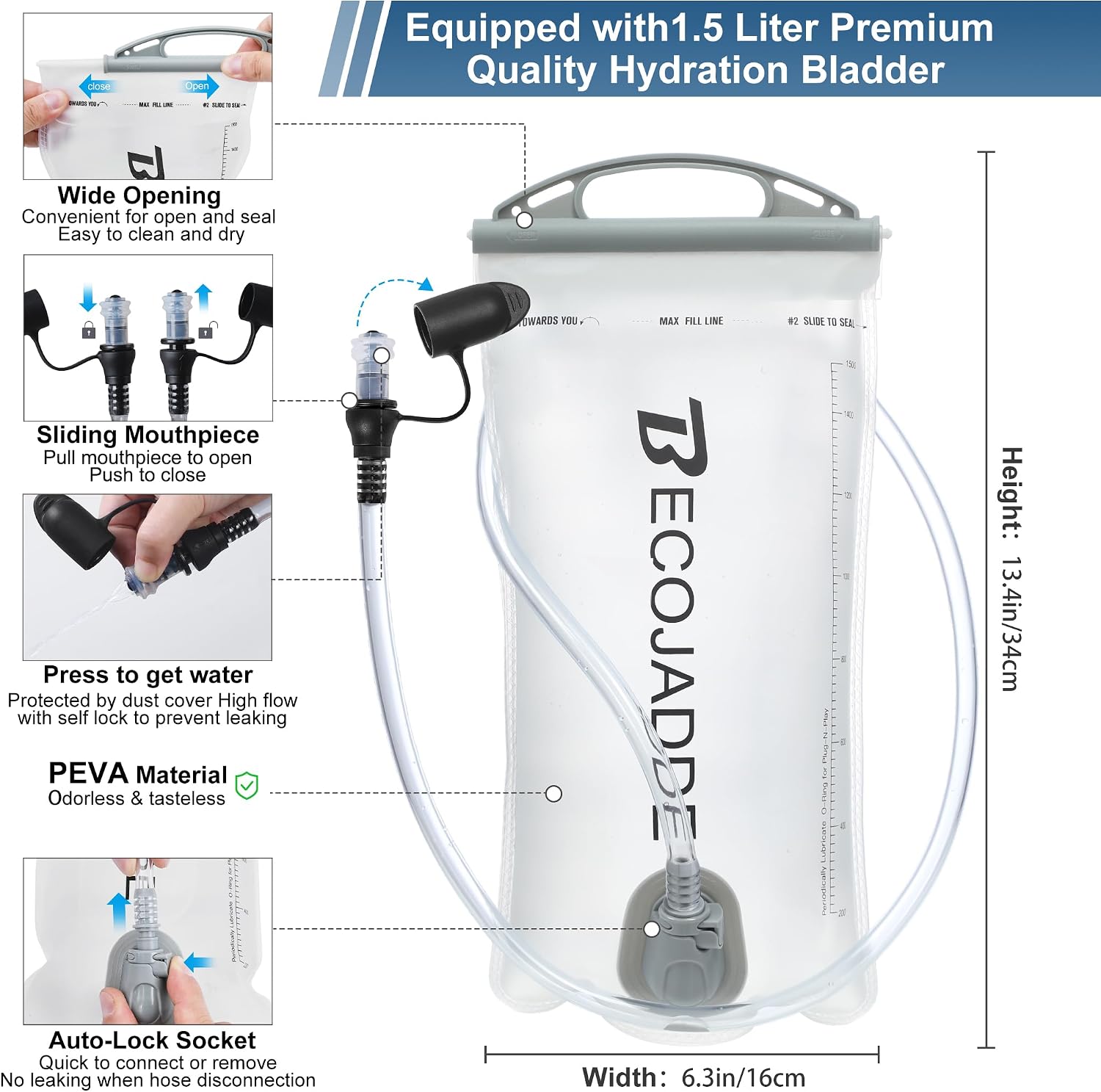 Thumbnail 4 de BECOJADDE Running Vest 5L hydration pack