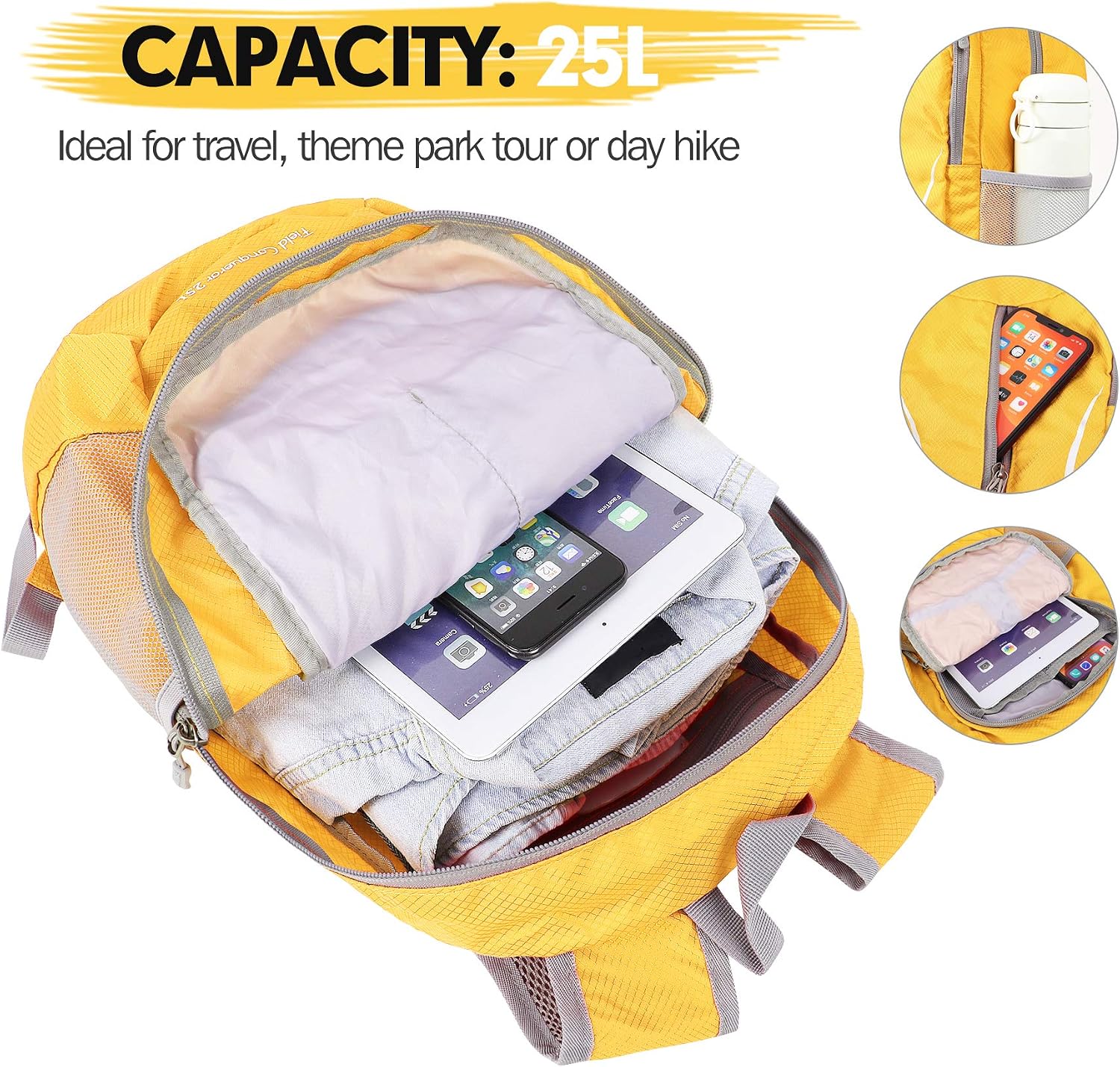 Detalle de ZOMAKE sac à dos pliable ultra-léger 25L (290 g) – daypack randonnée et voyage