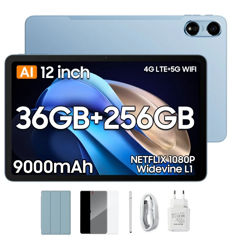 Detalle de OSCAL Pad 100 Tablet 12\" FHD+ 2K, 12GB/256GB, Android 15, 4G, Azul