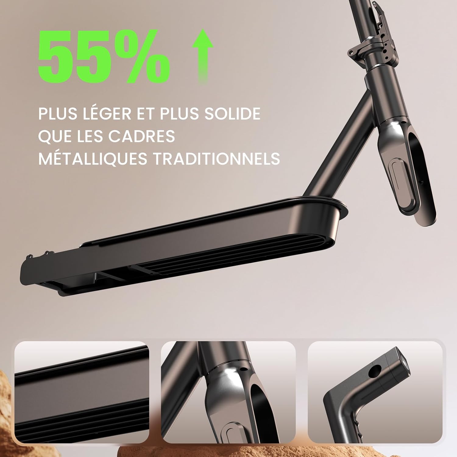 Detalle de isinwheel S9Pro trottinette électrique adulte pliable 350W, autonomie annoncée 30 km