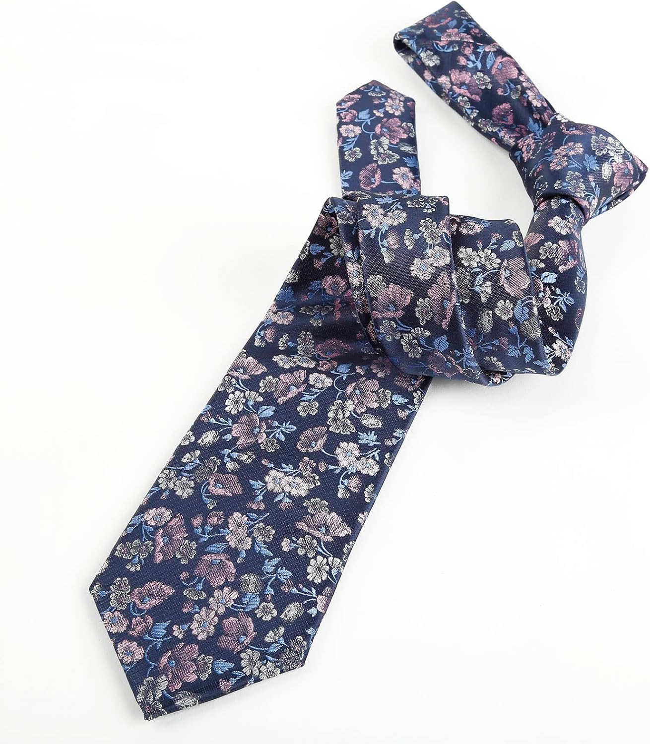 Thumbnail 2 de Alizeal Men's Floral Tie with Pocket Square Set – Polyester, Spring Pattern for Weddings and Events