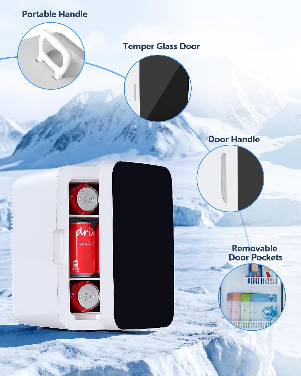 Thumbnail 6 de Electactic LY2010 10L Compact Mini Fridge, AC/DC, Removable Shelf