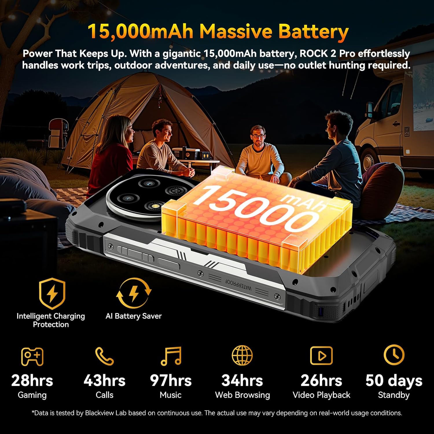 Thumbnail 4 de Blackview ROCK 2 Pro 5G Rugged Phone (Android 16) + 15000mAh Dual 400LM Camping Light, Unlocked