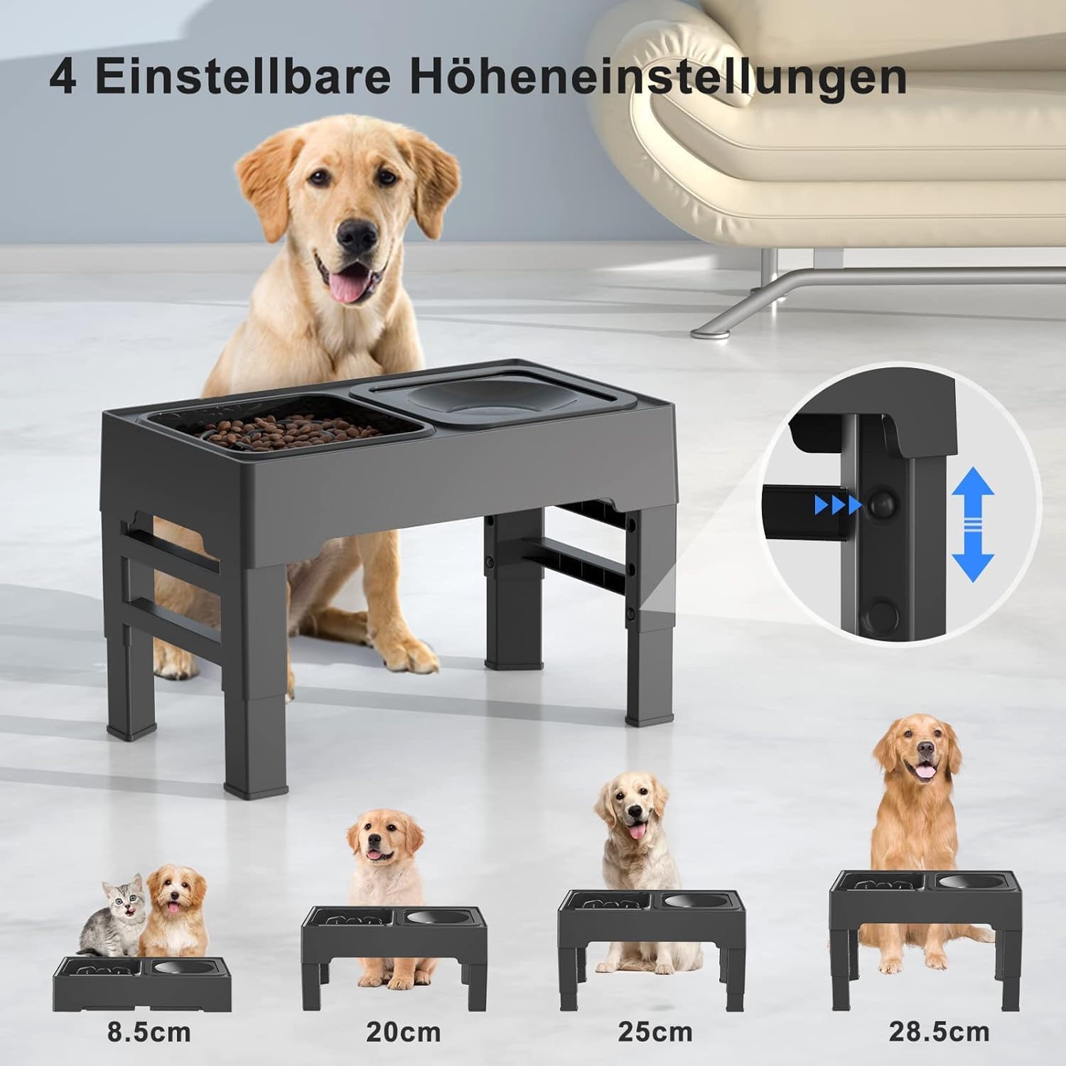 Thumbnail 1 de ELS PET erhöhter Hundenapf 2-in-1 – faltbarer Wassernapf & Edelstahlnapf mit 4 Höhen
