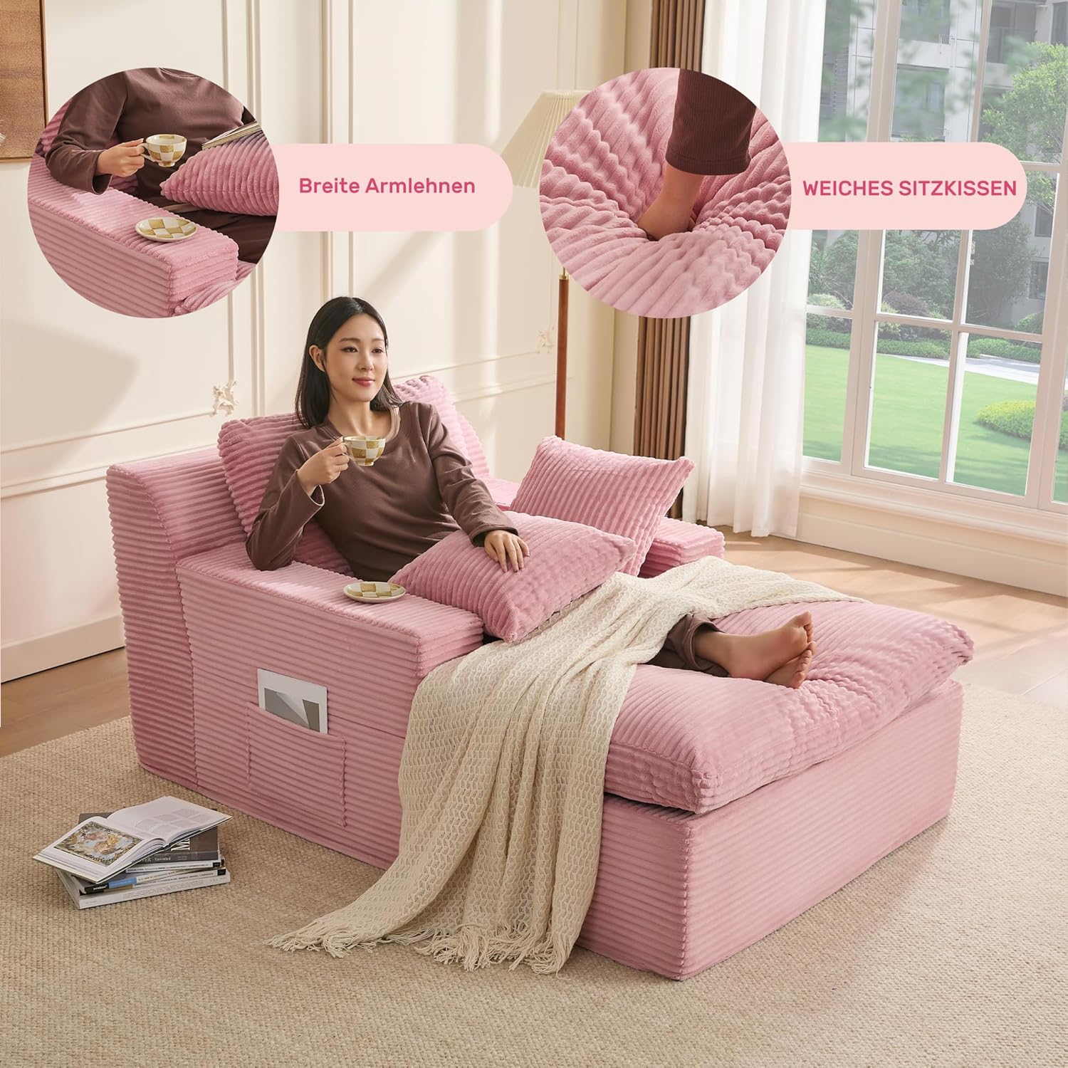 Thumbnail 2 de Litbird 160 cm Chaiselongue Loungesofa als Boneless Bodensofa & Schlafsofa mit Schlaffunktion