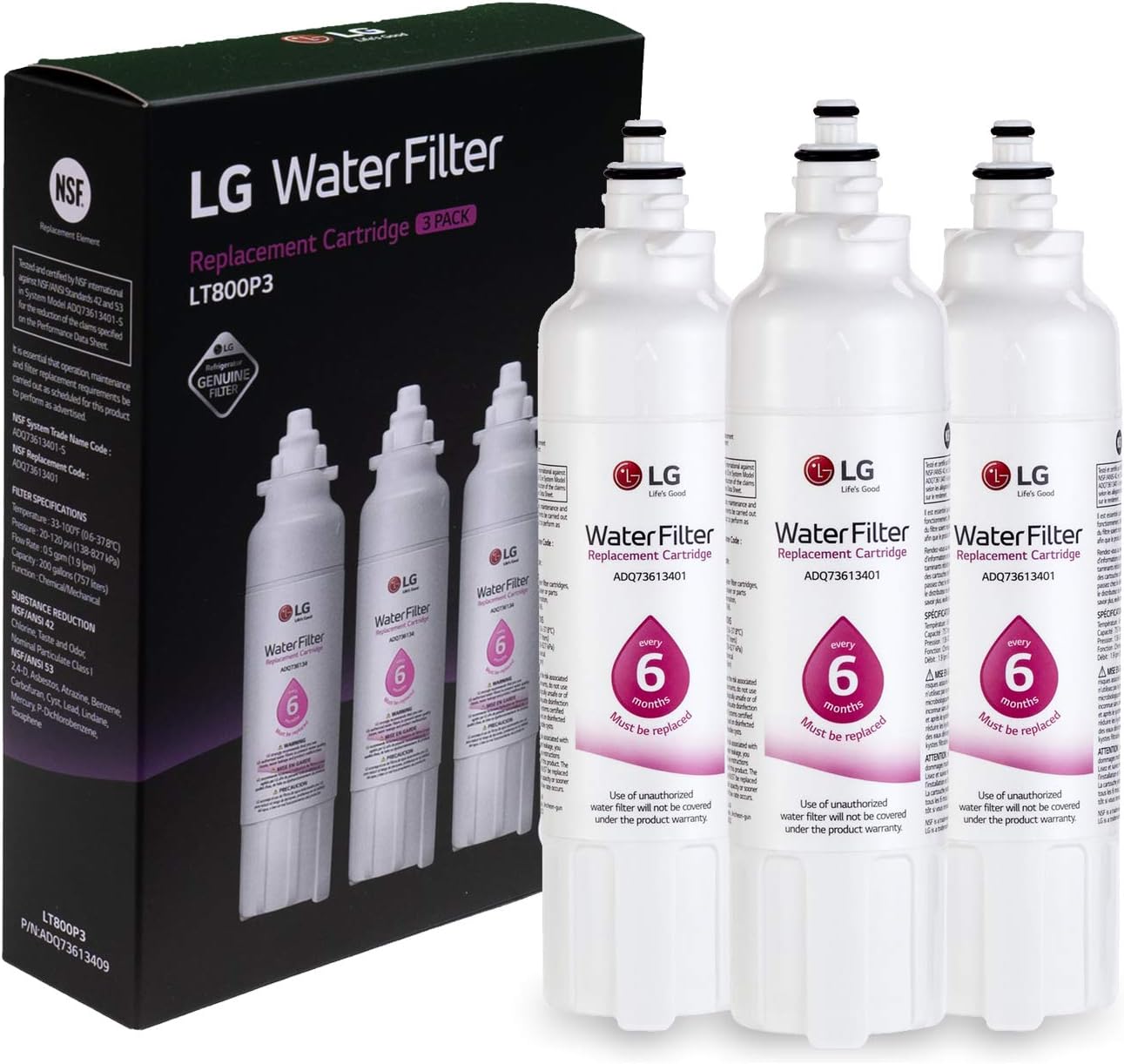 Thumbnail 2 de LG LT800P3 Refrigerator Water Filter, 3-Pack, 200-Gallon Capacity