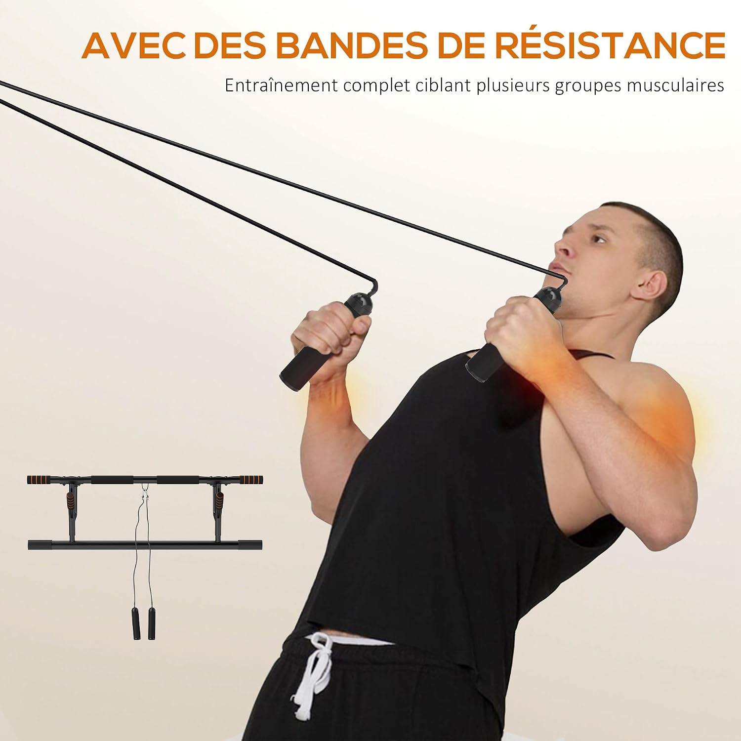 Thumbnail 4 de SPORTNOW Barre de traction porte avec bandes