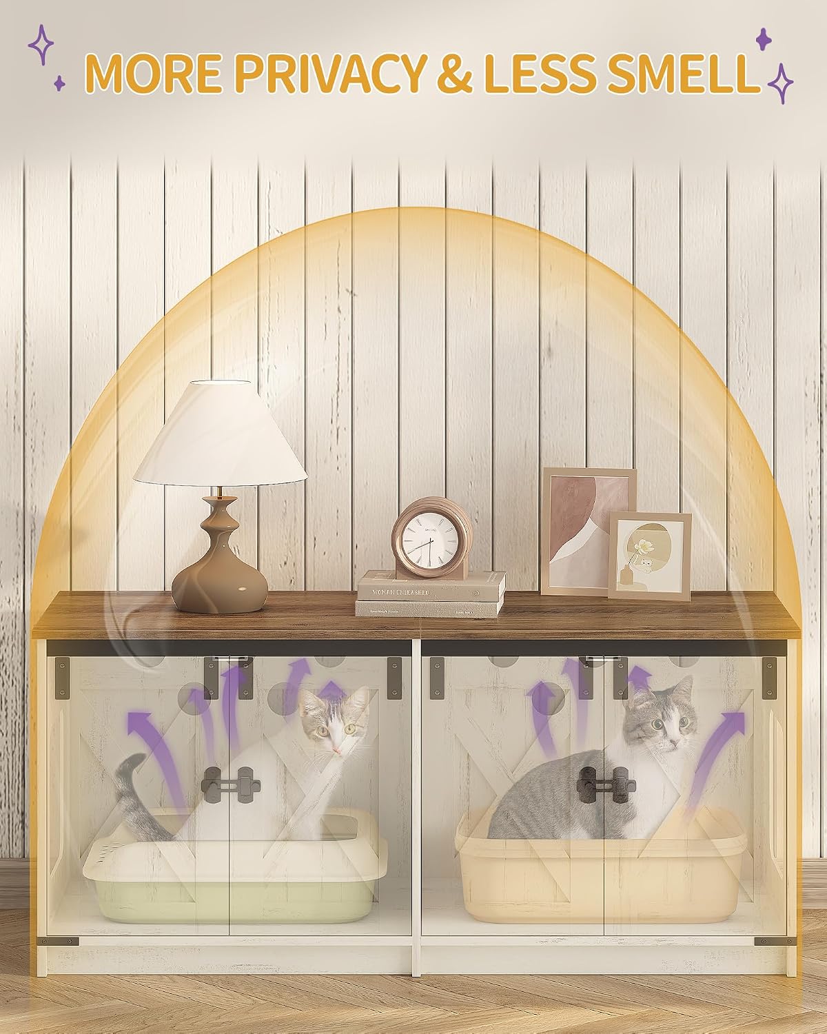 Thumbnail 3 de Hzuaneri Armario arenero para 2 gatos 119 cm
