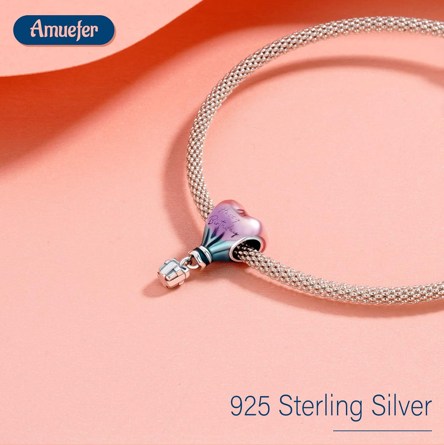 Thumbnail 1 de Amuefer 925 Silber Charms Armband Halskette Anhänger Perlen Schmetterlinge – Geschenkset