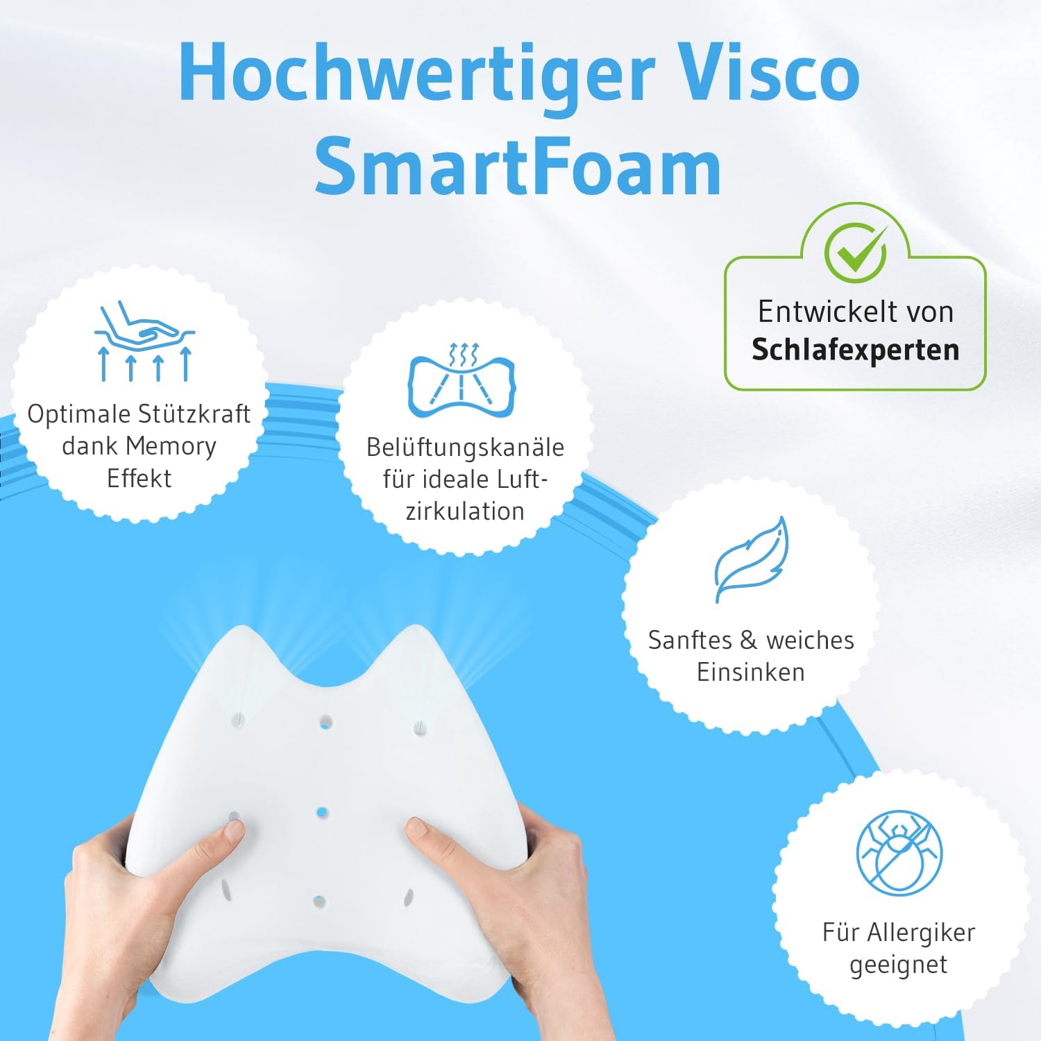 Detalle de Third of Life Kniekissen für Seitenschläfer mit Thermo-Bezug – Ergonomische Beinauflage aus Memory-Schaum