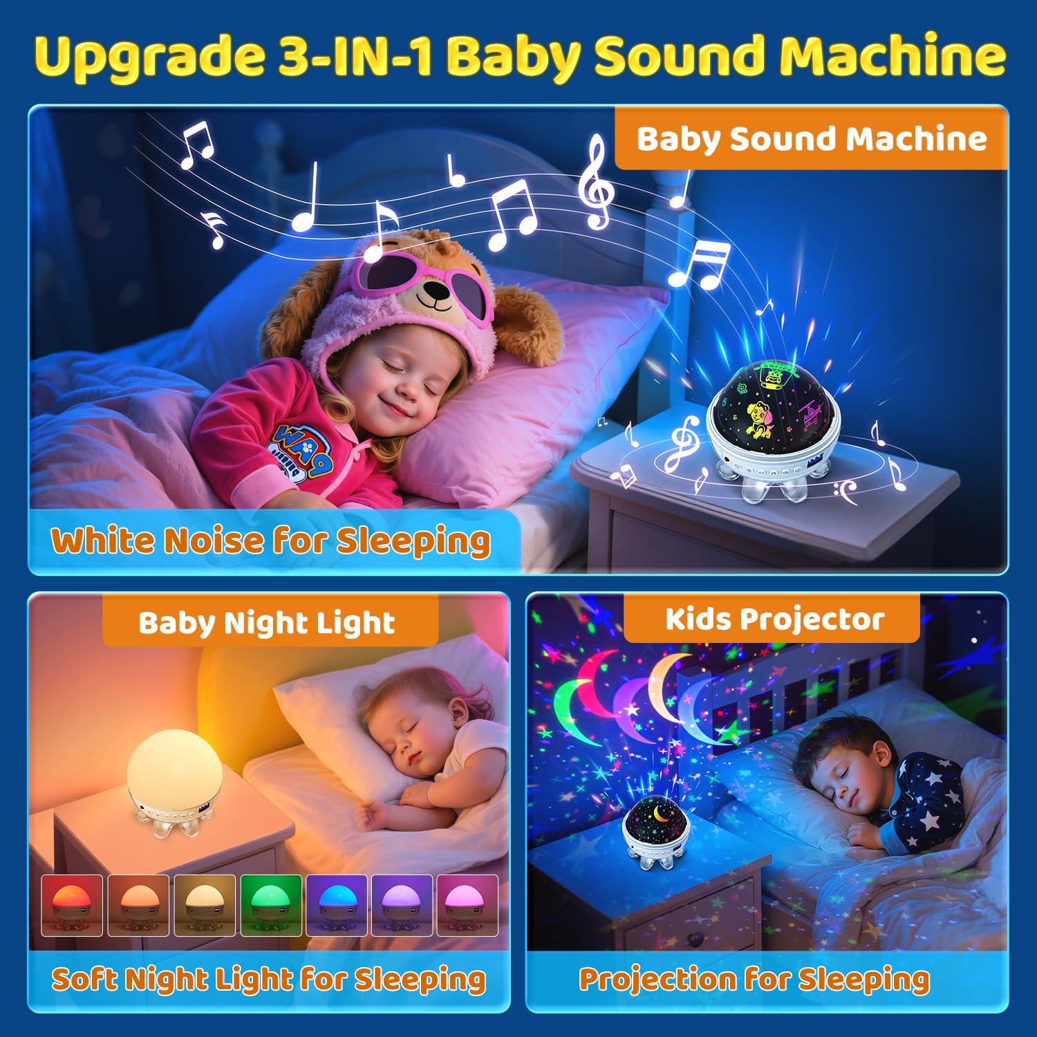 Thumbnail 1 de COOLNIGHT White Noise Machine Baby with Night Light Projector, 30 soothing sounds + 31 colours, timer & remote