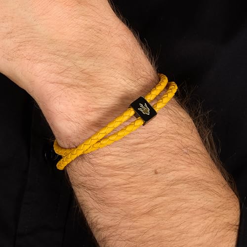 Thumbnail 4 de Maserati JM226AVE45, bracciale uomo in acciaio e pelle gialla LEATHER