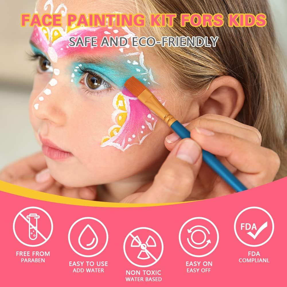 Detalle 2 de LOPHE 26-Color Rainbow Face & Body Painting Kit – Safe, Water-Based Birthday Party Set