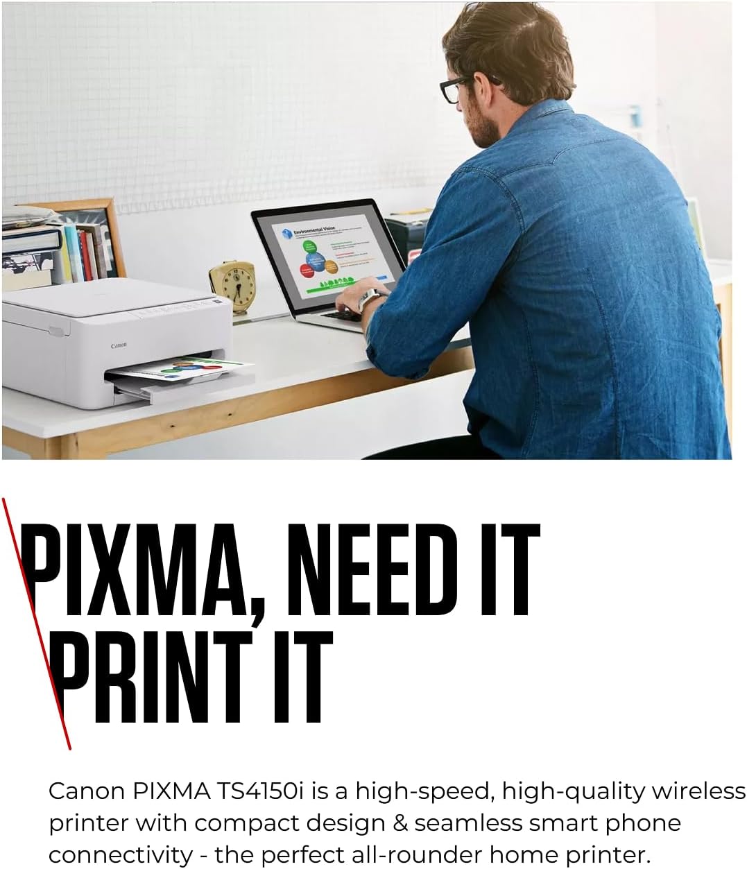 Detalle de Canon PIXMA TS4150I All-in-One Printer with Wi-Fi – White