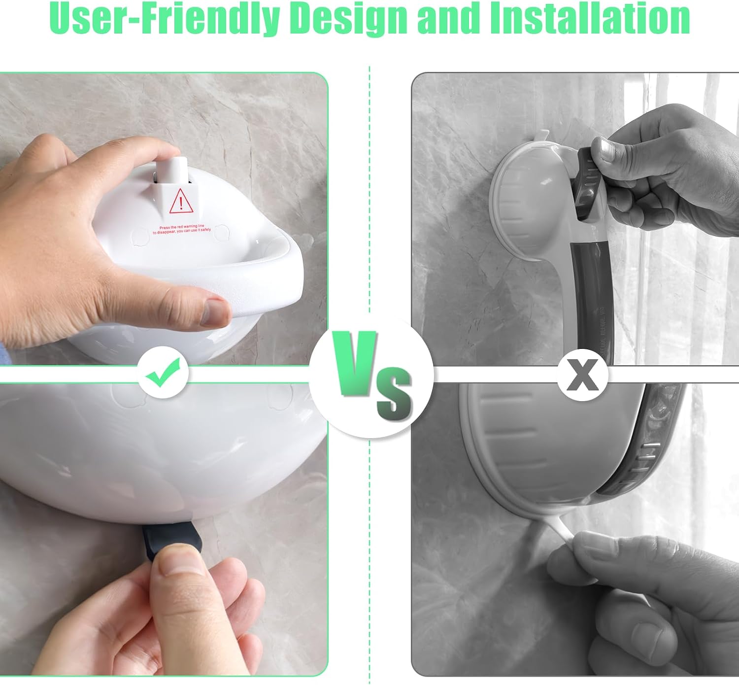 Thumbnail 5 de JUYLTOOL 2 Pack: Suction Grab Rails for Bathroom with Indicator – Portable, 250LBS Load, No-Drill Safety