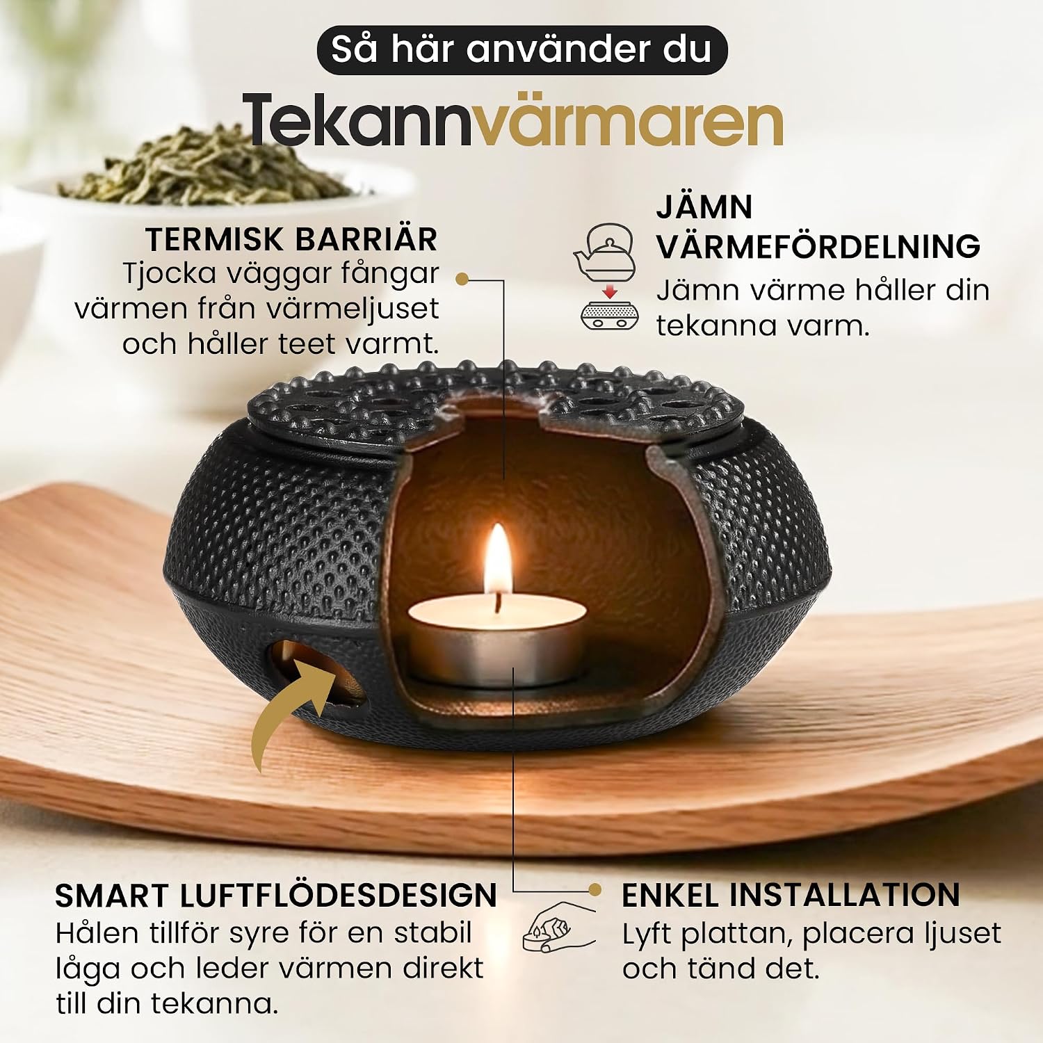 Detalle de Dimono Te mysig gjutjärnstekanna 1 300 ml med lock och tesil