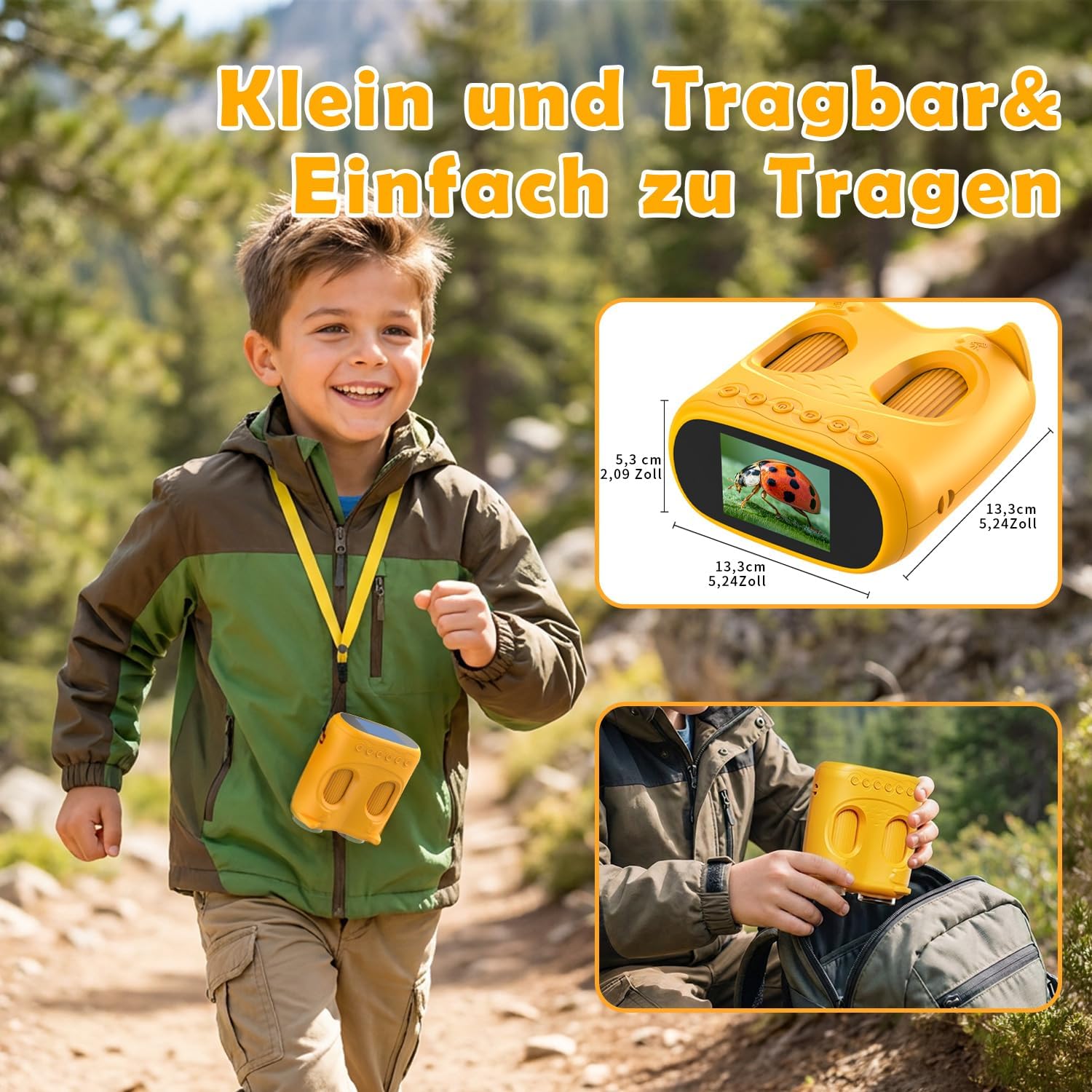 Detalle de OAEBLLE 2 in 1 Mikroskop für Kinder und Fernglas – 2 Zoll HD Bildschirm, 1000× Vergrößerung, 8 LEDs, 1080p