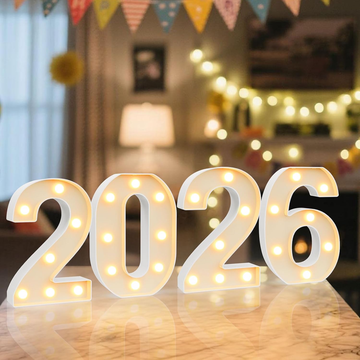 Detalle de LED Zahlenlampe 2026 – beleuchtete Ziffern mit Warmweiß/Kaltweiß, batteriebetrieben