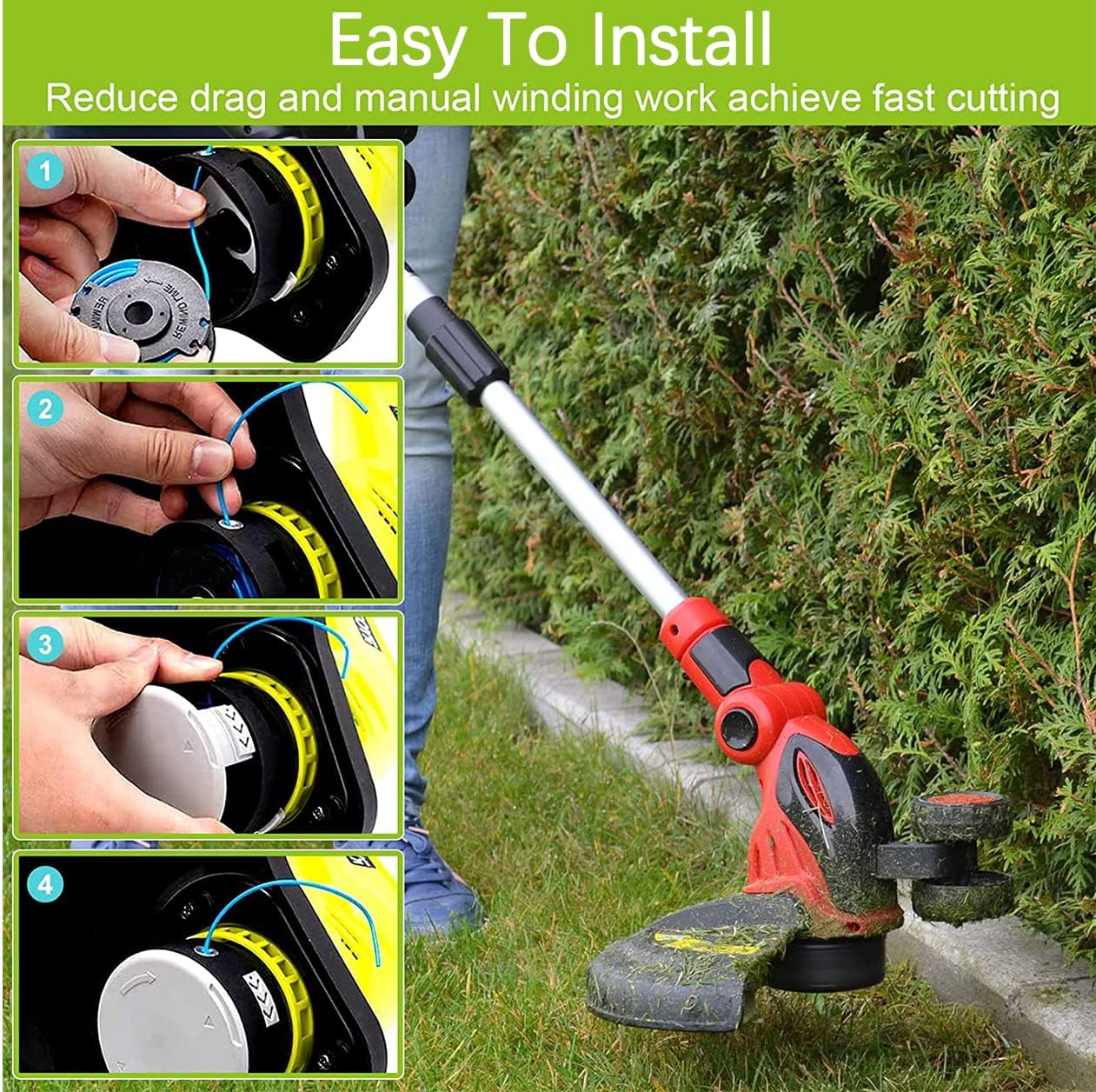 Thumbnail 3 de MOECSHSY Strimmer Spool & 1.6mm Double Autofeed line for Ryobi ONE+ (compatible replacement, 4-pack)
