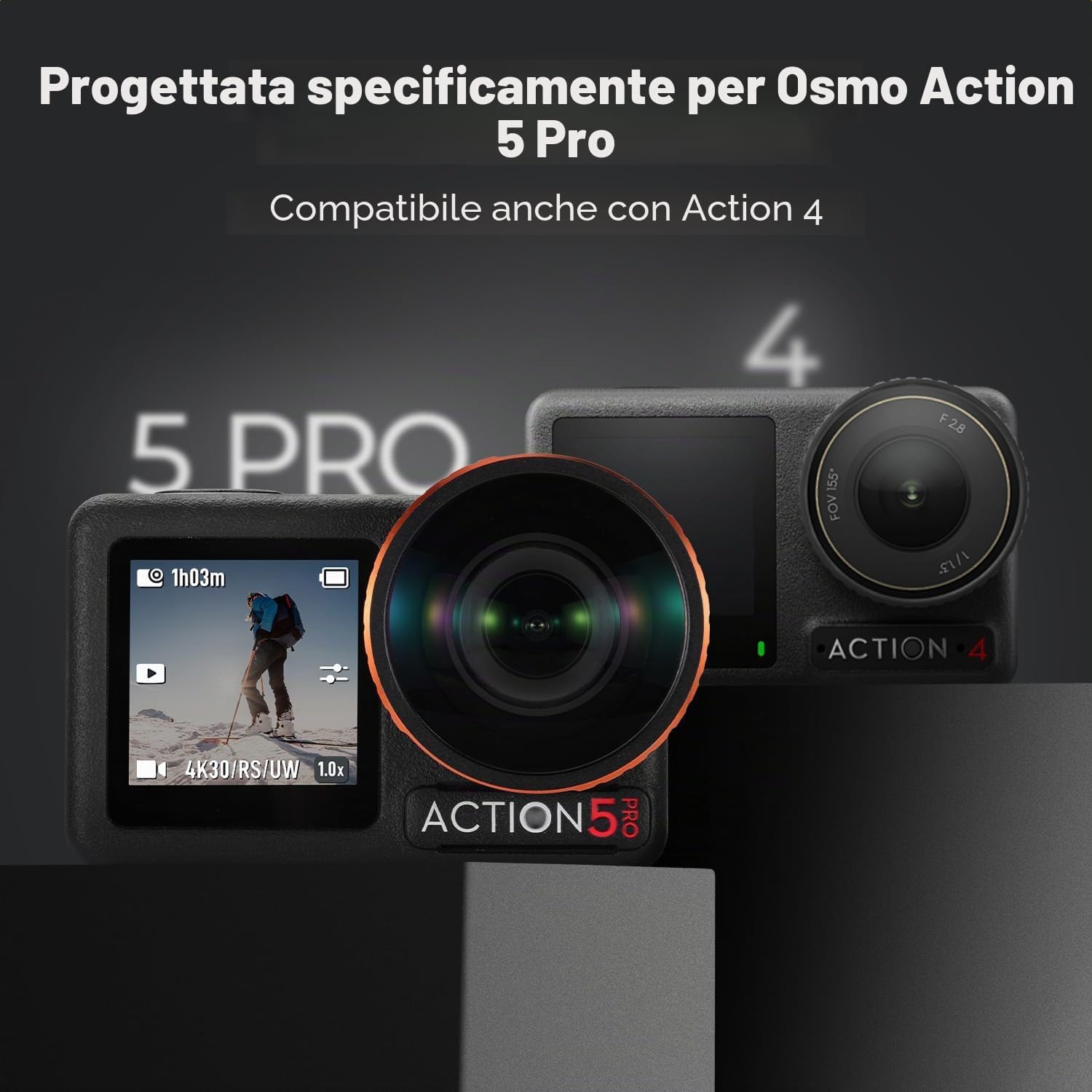 Thumbnail 2 de K&F CONCEPT Filtro Grandangolare per DJI Osmo Action 4/5 Pro – vetro ottico HD con rivestimento antiriflesso verde, impermeabile e antigraffio