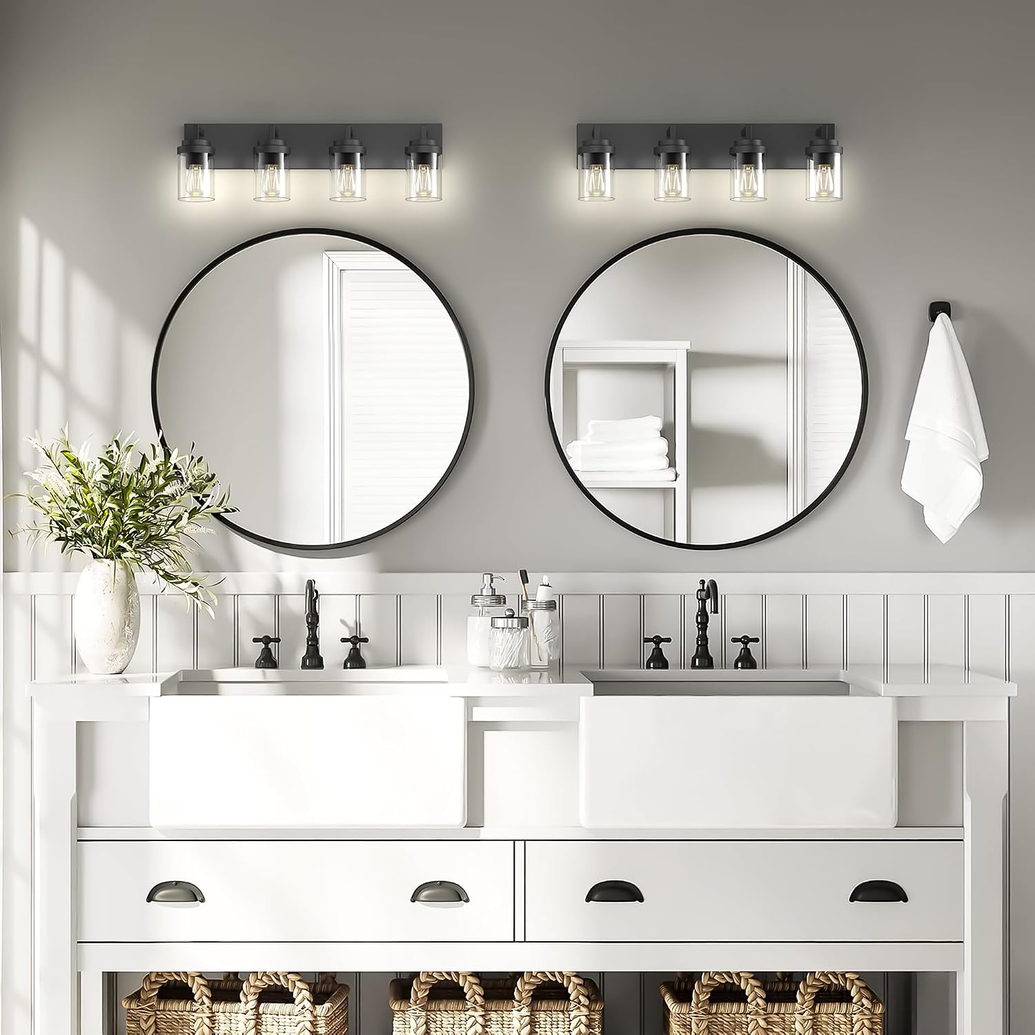 Thumbnail 6 de Espird L08-4-BK 4-Light Bathroom Vanity Light, Matte Black, Clear Glass