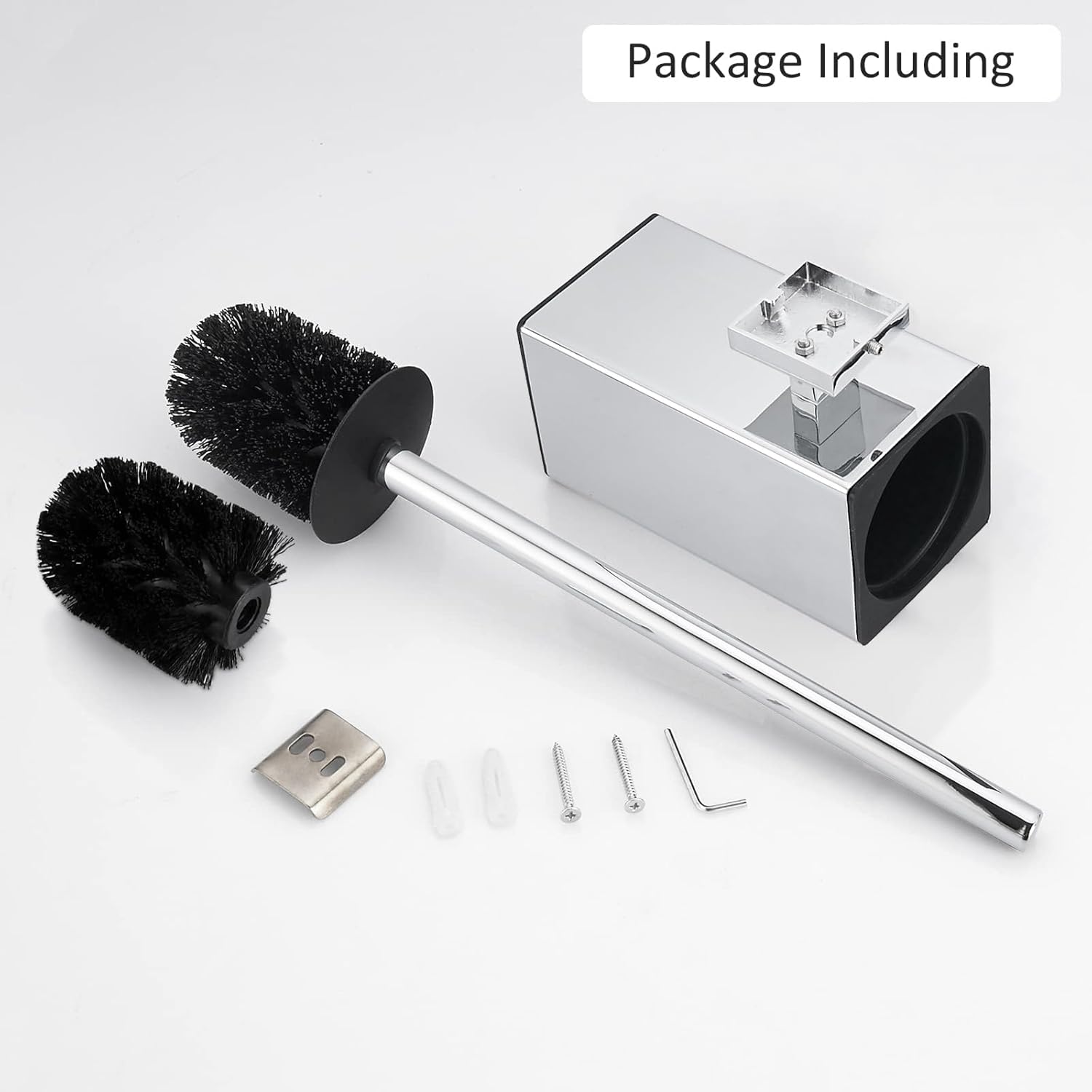 Thumbnail 6 de bgl Porte-brosse WC carré mural en acier inoxydable 304 (chromé) – tête de brosse remplaçable