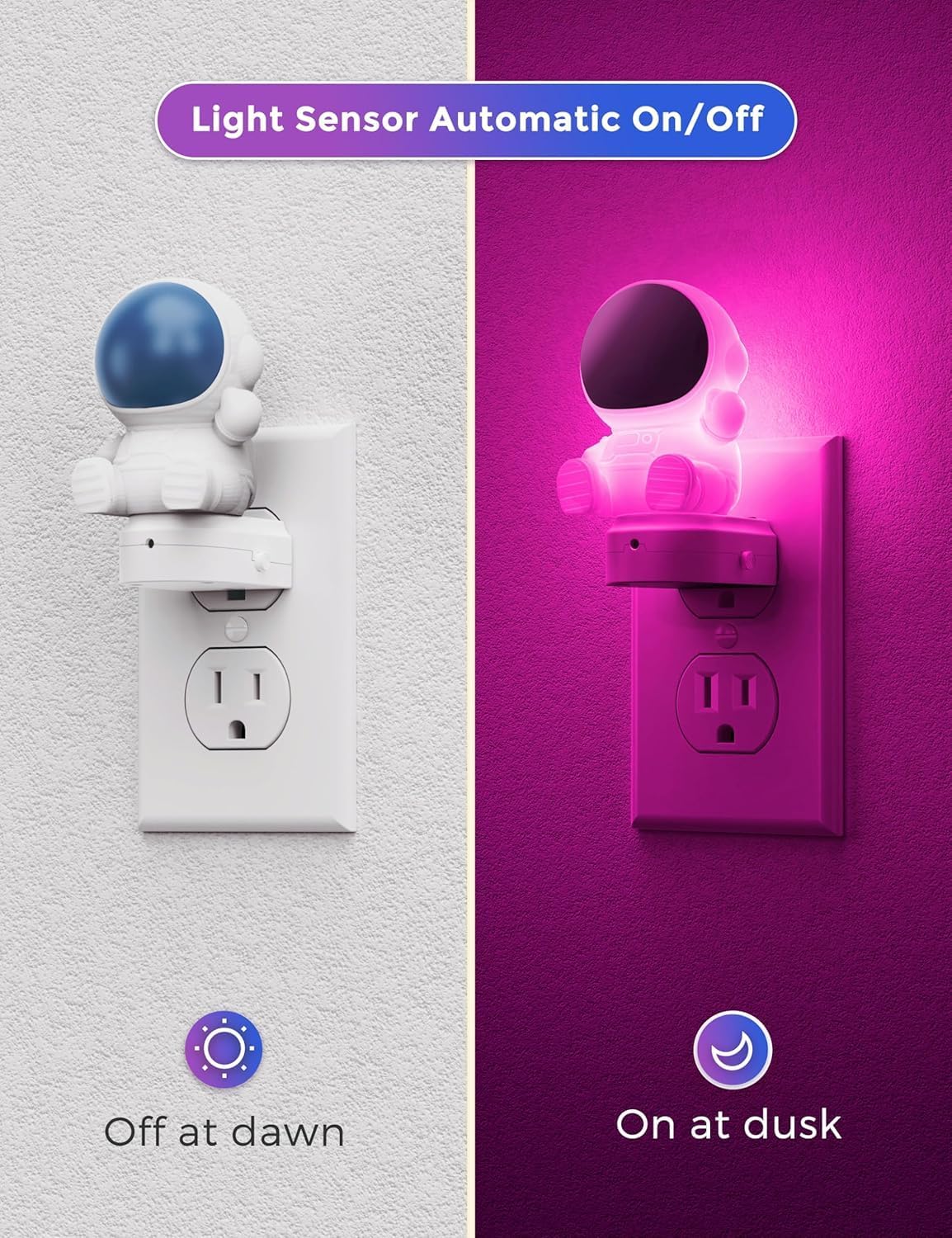 Detalle de L LOHAS LED GD101 3D Spaceman Plug-In Night Light, RGB and 3000K White